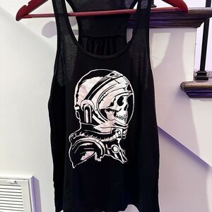CVG Racerback Black Tank Top with Astronaut Skull Design